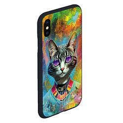 Чехол iPhone XS Max матовый Cat fashionista - neural network, цвет: 3D-черный — фото 2