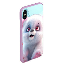 Чехол iPhone XS Max матовый Милый белый пушистый медвежонок, цвет: 3D-сиреневый — фото 2
