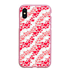 Чехол iPhone XS Max матовый Волны Любви - сердечки, цвет: 3D-розовый