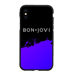 Чехол iPhone XS Max матовый Bon Jovi purple grunge