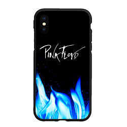 Чехол iPhone XS Max матовый Pink Floyd blue fire, цвет: 3D-черный