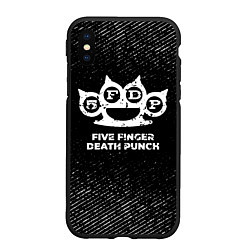 Чехол iPhone XS Max матовый Five Finger Death Punch с потертостями на темном ф