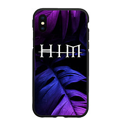 Чехол iPhone XS Max матовый HIM neon monstera