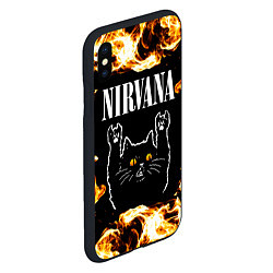 Чехол iPhone XS Max матовый Nirvana рок кот и огонь, цвет: 3D-черный — фото 2