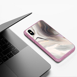 Чехол iPhone XS Max матовый Нежная мраморная текстура от нейросети, цвет: 3D-розовый — фото 2