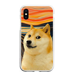 Чехол iPhone XS Max матовый Собака Доге пародия на Крик, цвет: 3D-белый