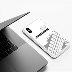 Чехол iPhone XS Max матовый Jaguar speed на светлом фоне со следами шин: симво, цвет: 3D-белый — фото 2