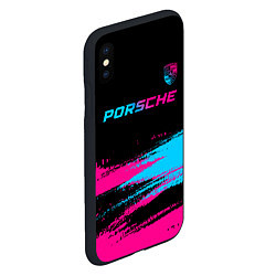 Чехол iPhone XS Max матовый Porsche - neon gradient: символ сверху, цвет: 3D-черный — фото 2