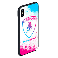 Чехол iPhone XS Max матовый Lamborghini neon gradient style, цвет: 3D-черный — фото 2