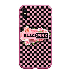 Чехол iPhone XS Max матовый Blackpink logo roses