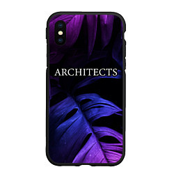 Чехол iPhone XS Max матовый Architects neon monstera