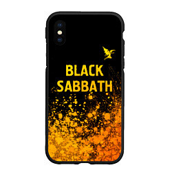 Чехол iPhone XS Max матовый Black Sabbath - gold gradient: символ сверху, цвет: 3D-черный