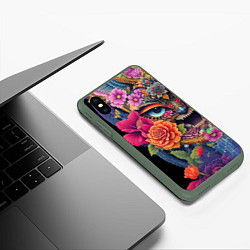 Чехол iPhone XS Max матовый Irezumi - Japan - tattoo, цвет: 3D-темно-зеленый — фото 2