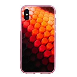 Чехол iPhone XS Max матовый Hexagon orange, цвет: 3D-розовый