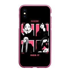 Чехол iPhone XS Max матовый Blackpink - Kick it, цвет: 3D-малиновый