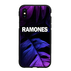 Чехол iPhone XS Max матовый Ramones neon monstera