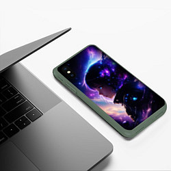Чехол iPhone XS Max матовый Покорение космоса - девушка, цвет: 3D-темно-зеленый — фото 2