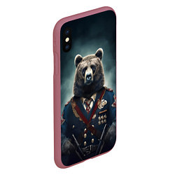 Чехол iPhone XS Max матовый Русский медведь от нейросети, цвет: 3D-малиновый — фото 2