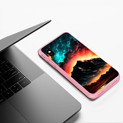 Чехол iPhone XS Max матовый Горящее ночное небо на фоне гор, цвет: 3D-баблгам — фото 2