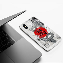 Чехол iPhone XS Max матовый Dragon - white grunge, цвет: 3D-белый — фото 2