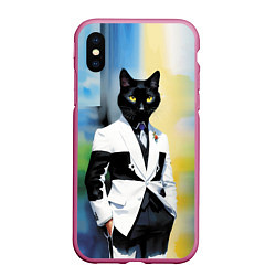 Чехол iPhone XS Max матовый Cat fashionista - neural network - pop art, цвет: 3D-малиновый