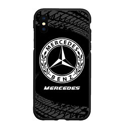 Чехол iPhone XS Max матовый Mercedes speed на темном фоне со следами шин