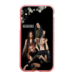 Чехол iPhone XS Max матовый Blackpink flowers