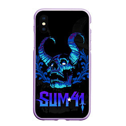 Чехол iPhone XS Max матовый Sum41 horns skull, цвет: 3D-сиреневый