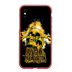 Чехол iPhone XS Max матовый Bring me the horizon - skull, цвет: 3D-красный
