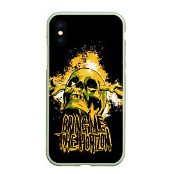 Чехол iPhone XS Max матовый Bring me the horizon - skull, цвет: 3D-салатовый