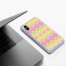 Чехол iPhone XS Max матовый Pink yellow style, цвет: 3D-светло-сиреневый — фото 2