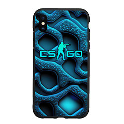 Чехол iPhone XS Max матовый CS GO blue neon logo