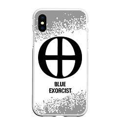 Чехол iPhone XS Max матовый Blue Exorcist glitch на светлом фоне, цвет: 3D-белый