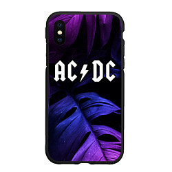 Чехол iPhone XS Max матовый AC DC neon monstera