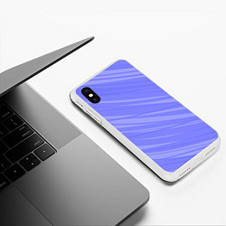 Чехол iPhone XS Max матовый Диагональные полосы сиреневый, цвет: 3D-белый — фото 2