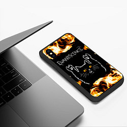 Чехол iPhone XS Max матовый Evanescence рок кот и огонь, цвет: 3D-черный — фото 2