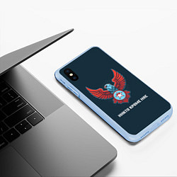 Чехол iPhone XS Max матовый Никто кроме нас орел с крыльями, цвет: 3D-голубой — фото 2