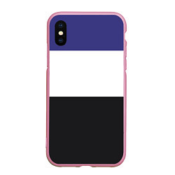 Чехол iPhone XS Max матовый Три цветных полосы, цвет: 3D-розовый