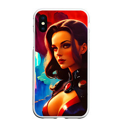 Чехол iPhone XS Max матовый Девушка в каньоне на чужой планете