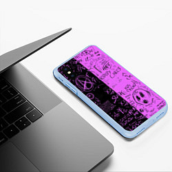 Чехол iPhone XS Max матовый Dead inside purple black, цвет: 3D-голубой — фото 2