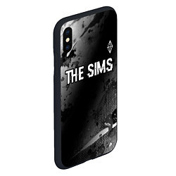 Чехол iPhone XS Max матовый The Sims glitch на темном фоне: символ сверху, цвет: 3D-черный — фото 2