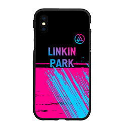 Чехол iPhone XS Max матовый Linkin Park - neon gradient: символ сверху