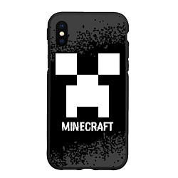 Чехол iPhone XS Max матовый Minecraft glitch на темном фоне