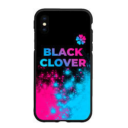Чехол iPhone XS Max матовый Black Clover - neon gradient: символ сверху