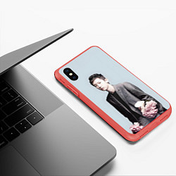 Чехол iPhone XS Max матовый Chanyeol, цвет: 3D-красный — фото 2