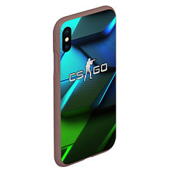 Чехол iPhone XS Max матовый CS GO green blue abstract, цвет: 3D-коричневый — фото 2