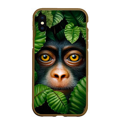Чехол iPhone XS Max матовый Черная обезьянка, цвет: 3D-коричневый