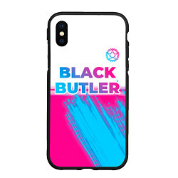 Чехол iPhone XS Max матовый Black Butler neon gradient style: символ сверху, цвет: 3D-черный