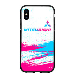 Чехол iPhone XS Max матовый Mitsubishi neon gradient style: символ сверху, цвет: 3D-черный