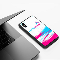 Чехол iPhone XS Max матовый Mitsubishi neon gradient style: символ сверху, цвет: 3D-черный — фото 2